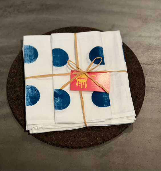 spot off the press - large teal polkaspot linen napkins (set of four)