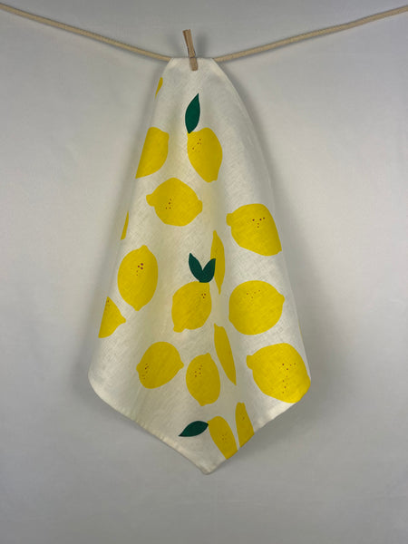 citrus got real - lemons linen napkins (set of four)