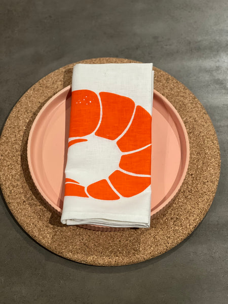 prawn to be wild (large) - prawns white linen napkins (set of four)