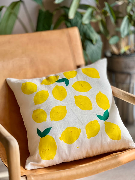 citrus got real - lemons linen cushion cover
