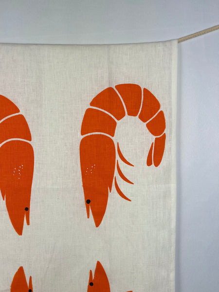 prawn to be wild - large prawns linen table runner