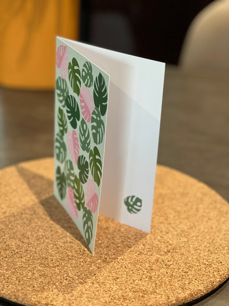 monstera fronds card (green)