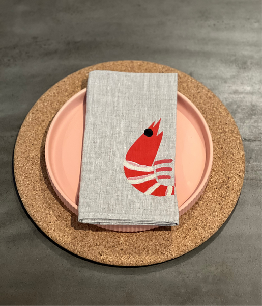 prawn to be wild (small) - prawns oatmeal linen napkins (set of four)