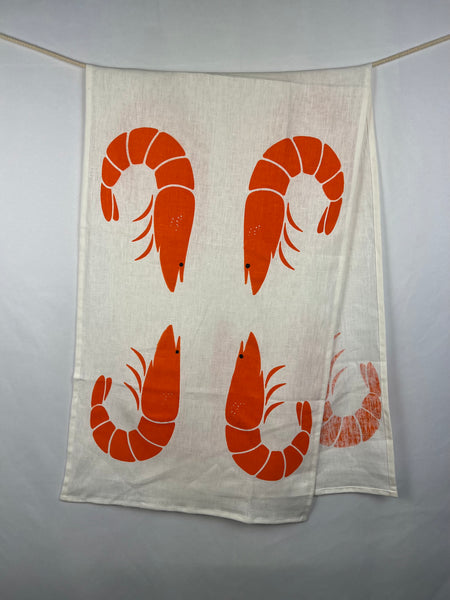 prawn to be wild - large prawns linen table runner