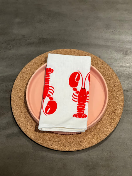 claws for applause - lobsters white linen napkins (set of four)
