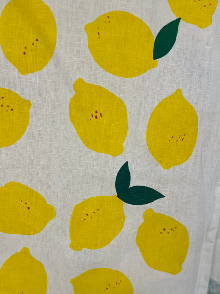 citrus got real - lemons white linen table runner