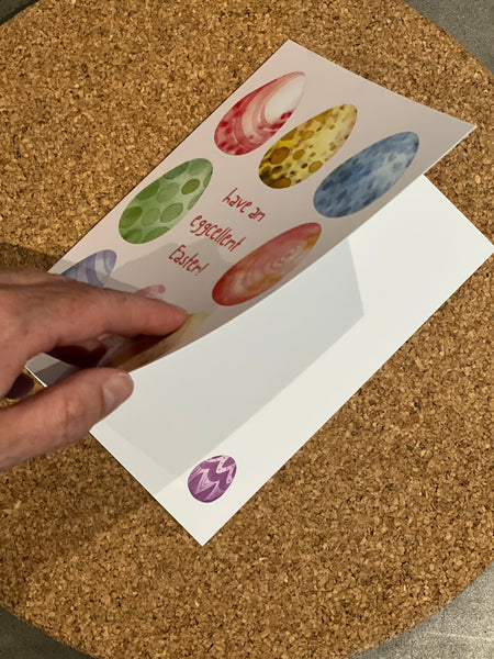 “have an eggcellent easter” easter eggs card