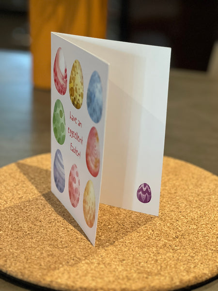 “have an eggcellent easter” easter eggs card