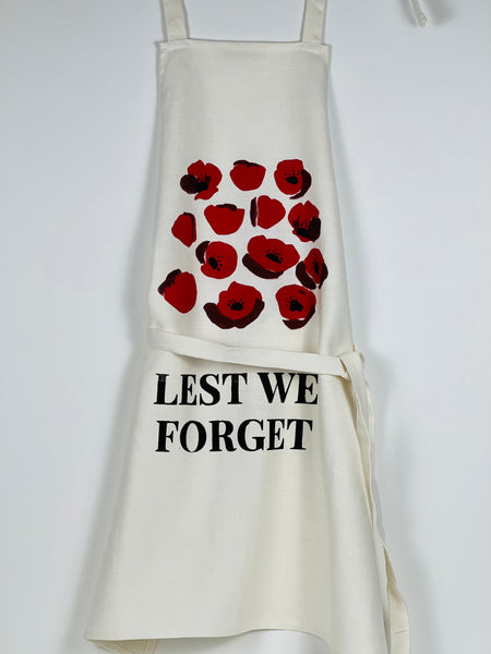 lest we forget - poppies remembrance linen apron