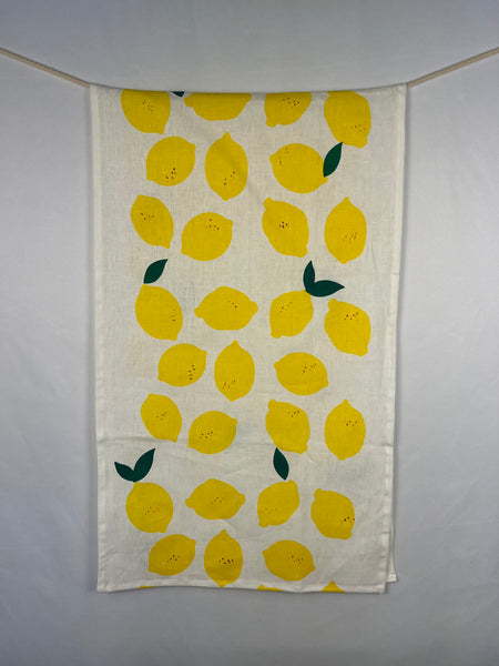 citrus got real - lemons white linen table runner