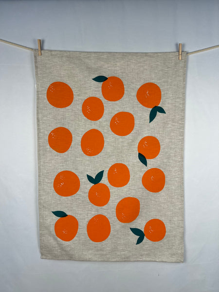 squeeze the day - oatmeal linen tea towel