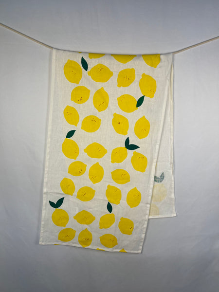 citrus got real - lemons white linen table runner