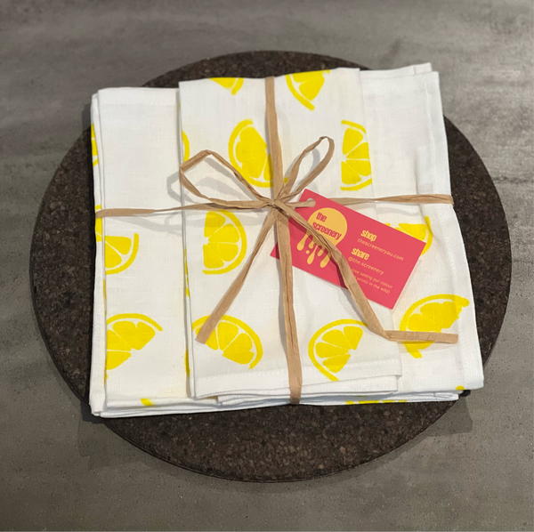 simply the zest - lemons linen napkins (set of four)