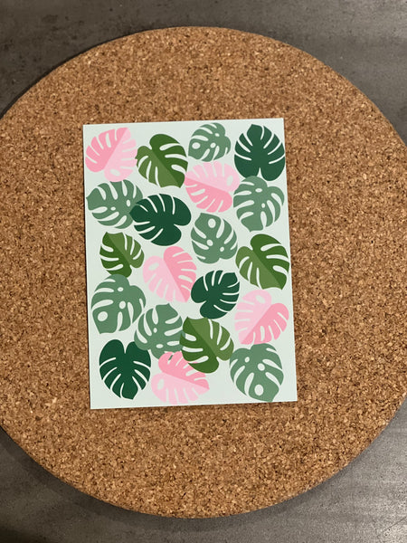 monstera fronds card (green)