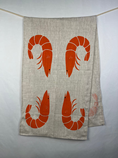 prawn to be wild - large oatmeal linen table runner