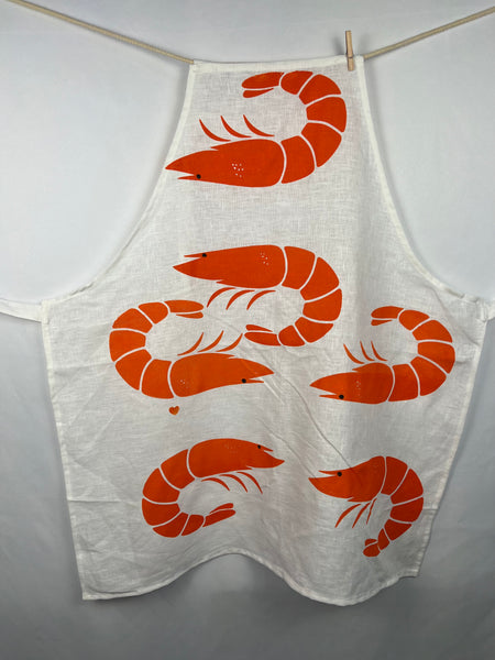 prawn to be wild - large prawns linen apron