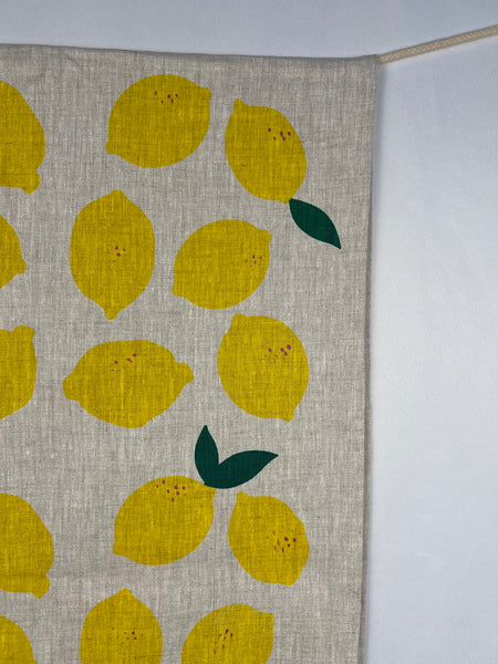 citrus got real - lemons oatmeal linen table runner