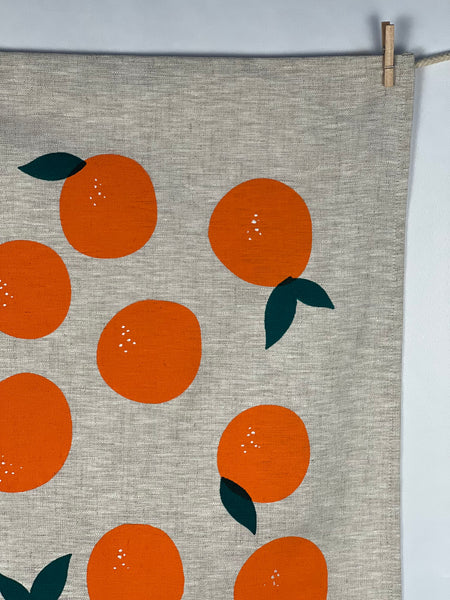 squeeze the day - oatmeal linen tea towel