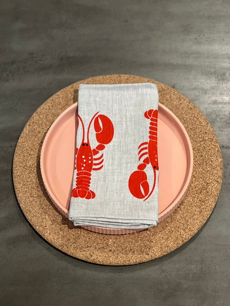 claws for applause  - lobsters oatmeal linen napkins (set of four)