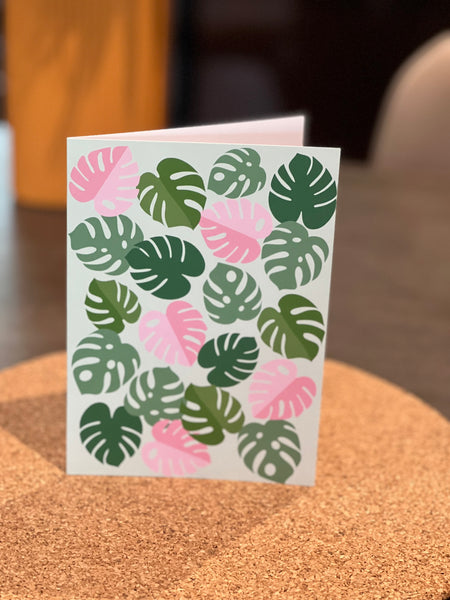 monstera fronds card (green)