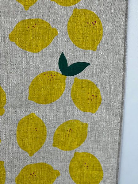 citrus got real - lemons oatmeal linen table runner