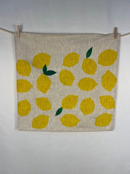 citrus got real - lemons oatmeal linen napkins (set of four)