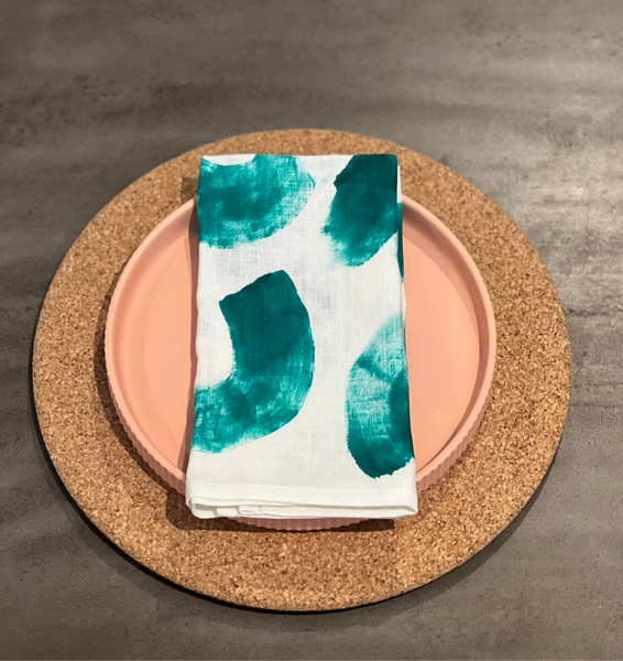 painted love - green brushed linen napkins (set of four)