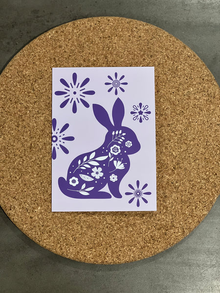 purple bunny motif card