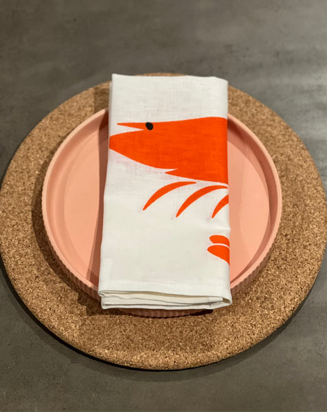 prawn to be wild (large) - prawns white linen napkins (set of four)