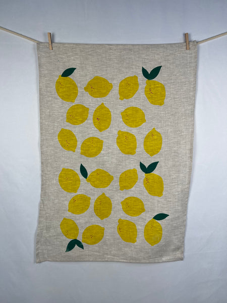 citrus got real - oatmeal linen tea towel