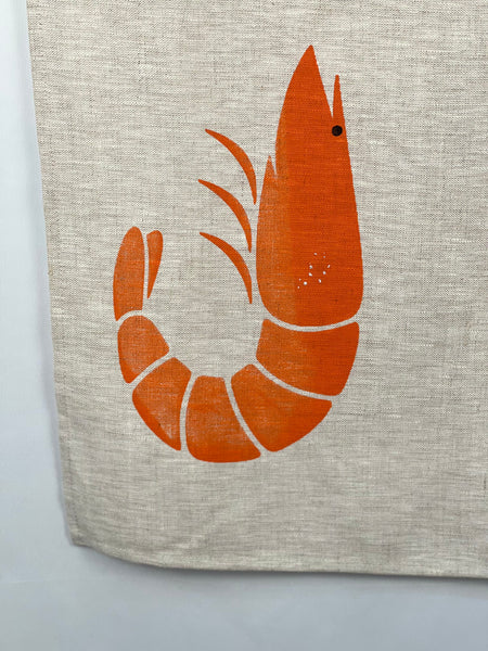 prawn to be wild - large prawns oatmeal linen tea towel