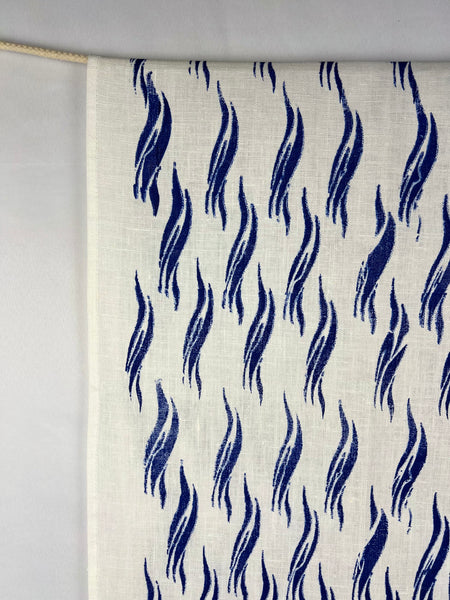 sea la vie -  coastal blue waves white linen table runner