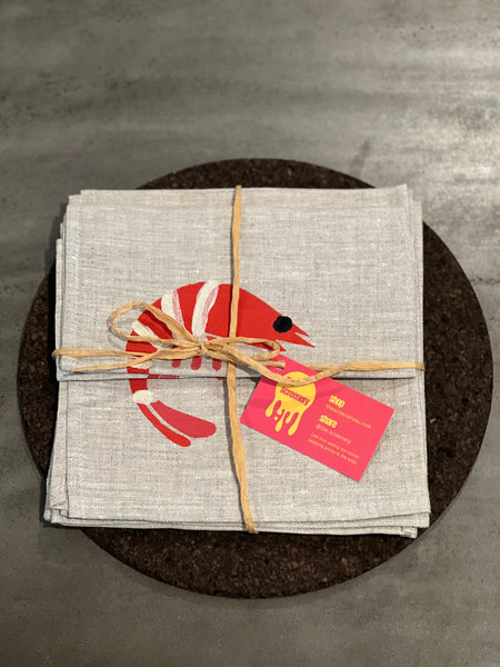prawn to be wild (small) - prawns oatmeal linen napkins (set of four)