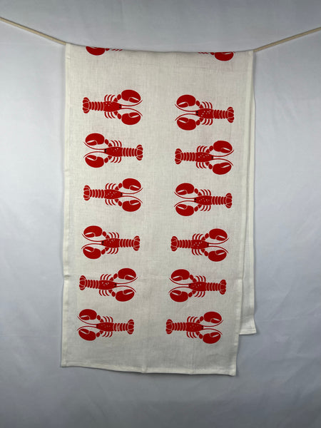 claws for applause - small lobsters white linen table runner