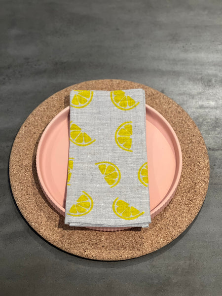 simply the zest - lemons oatmeal linen napkins (set of four)