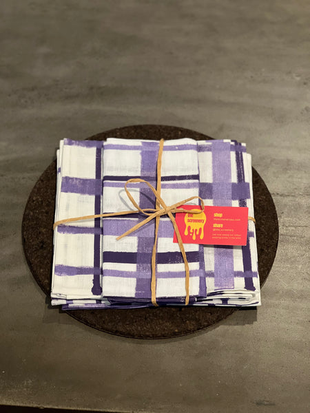 i beg your tartan - purple tartan linen napkins (set of four)