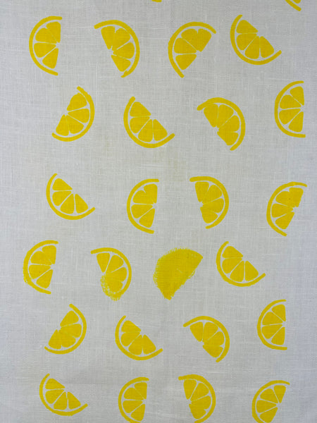 simply the zest - lemons white linen table runner