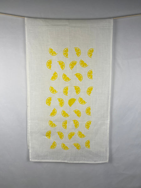 simply the zest - lemons white linen table runner