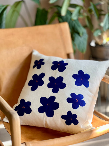 In Full Bluem - Linen Cushion Cover