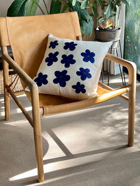In Full Bluem - Linen Cushion Cover