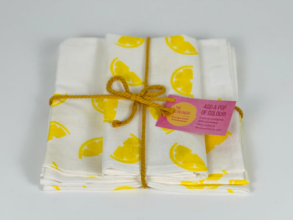 simply the zest - lemons linen napkins (set of four)