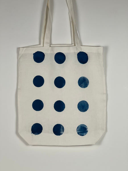 Spot Off The Press - Large Teal Polkaspot Linen Tote Bag