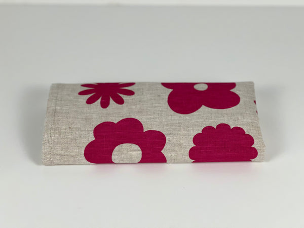 once and floral - fuchsia flowers oatmeal linen napkins (set of four)