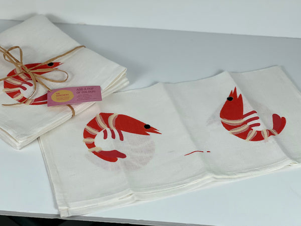 prawn to be wild - prawns white linen napkins (set of four) **misfit**