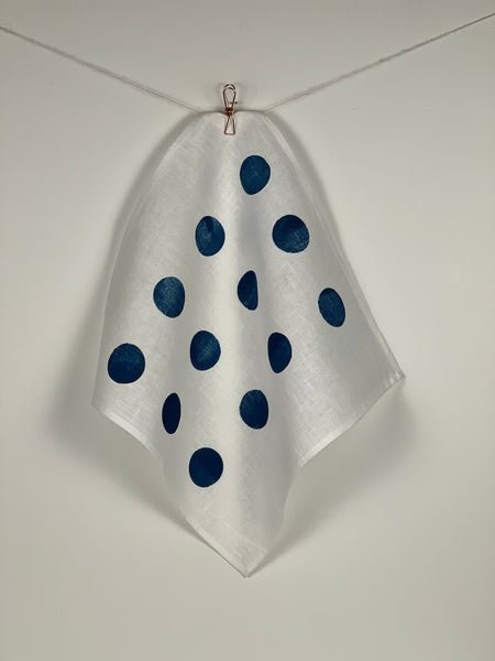 spot off the press - large teal polkaspot linen napkins (set of four)