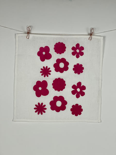 once and floral - fuchsia flowers linen napkins (set of four)