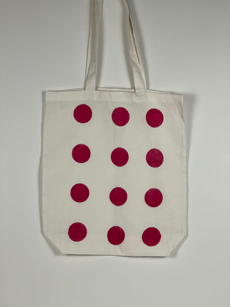 Spot Off The Press - Large Fuchsia Polkaspot Linen Tote Bag