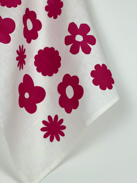 once and floral - fuchsia flowers linen napkins (set of four)