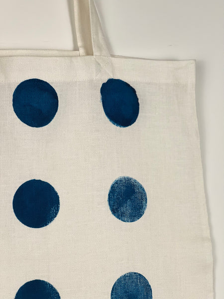 Spot Off The Press - Large Teal Polkaspot Linen Tote Bag