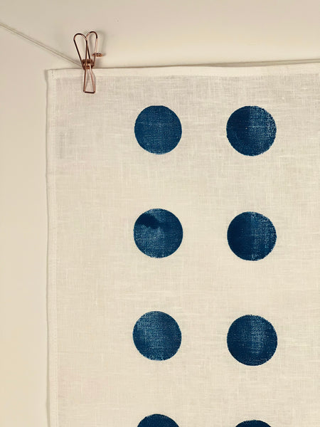 spot off the press - large teal polkaspot linen napkins (set of four)